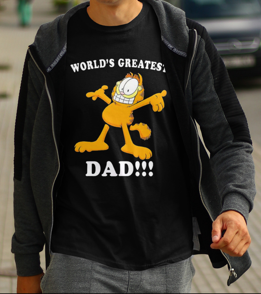 World's Greatest Dad Garfield Enthusiastic Pose T-Shirt