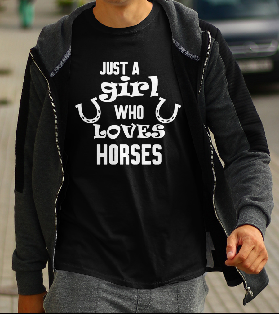 Just A Girl Who Loves Horses With Horseshoes T-Shirt