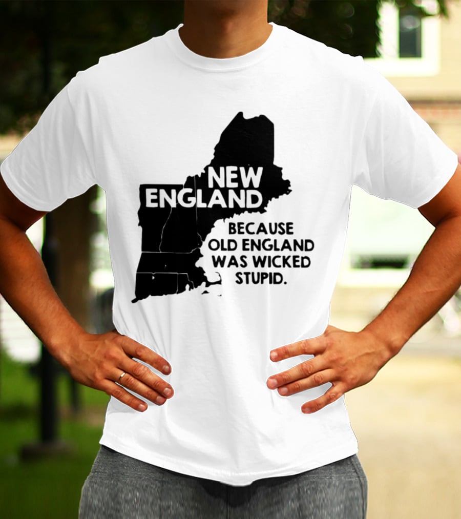 New England Map Outline Because Old England Was Wicked Stupid T-Shirt