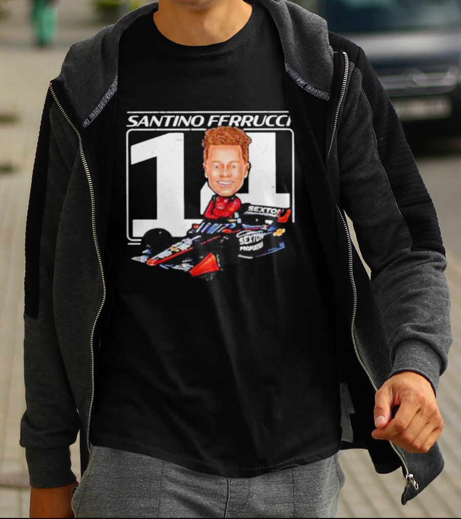 Santino Ferrucci 14 Sexton Properties Cartoon Racing Car T-Shirt