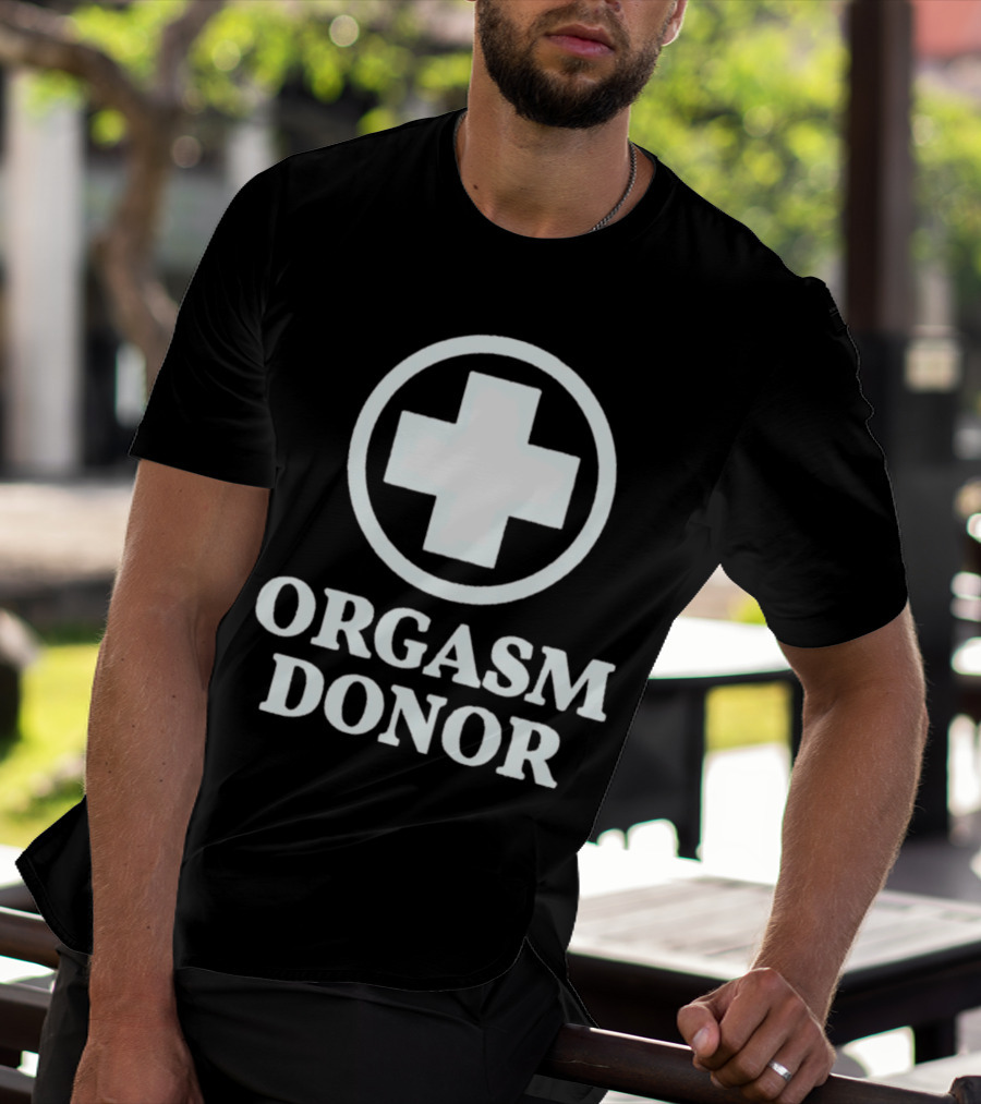 Orgasm Donor White Cross Circle T-Shirt