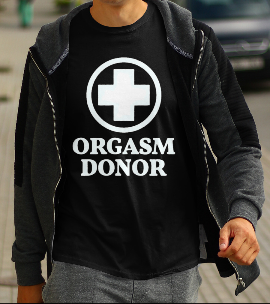 Orgasm Donor White Cross Circle T-Shirt
