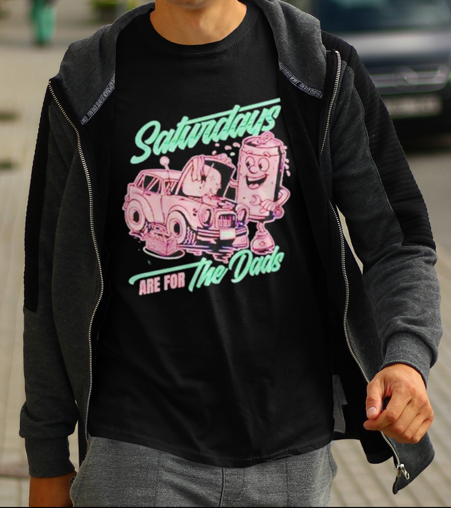 Saturdays Are For The Dads Retro Car And Soda Can Guy T-Shirt