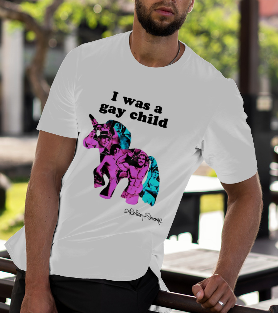 Adrian And Shane I Was A Gay Child Unicorn Collage T-Shirt