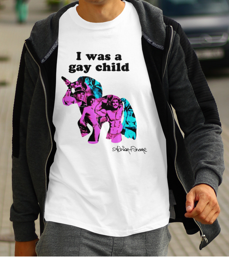Adrian And Shane I Was A Gay Child Unicorn Collage T-Shirt