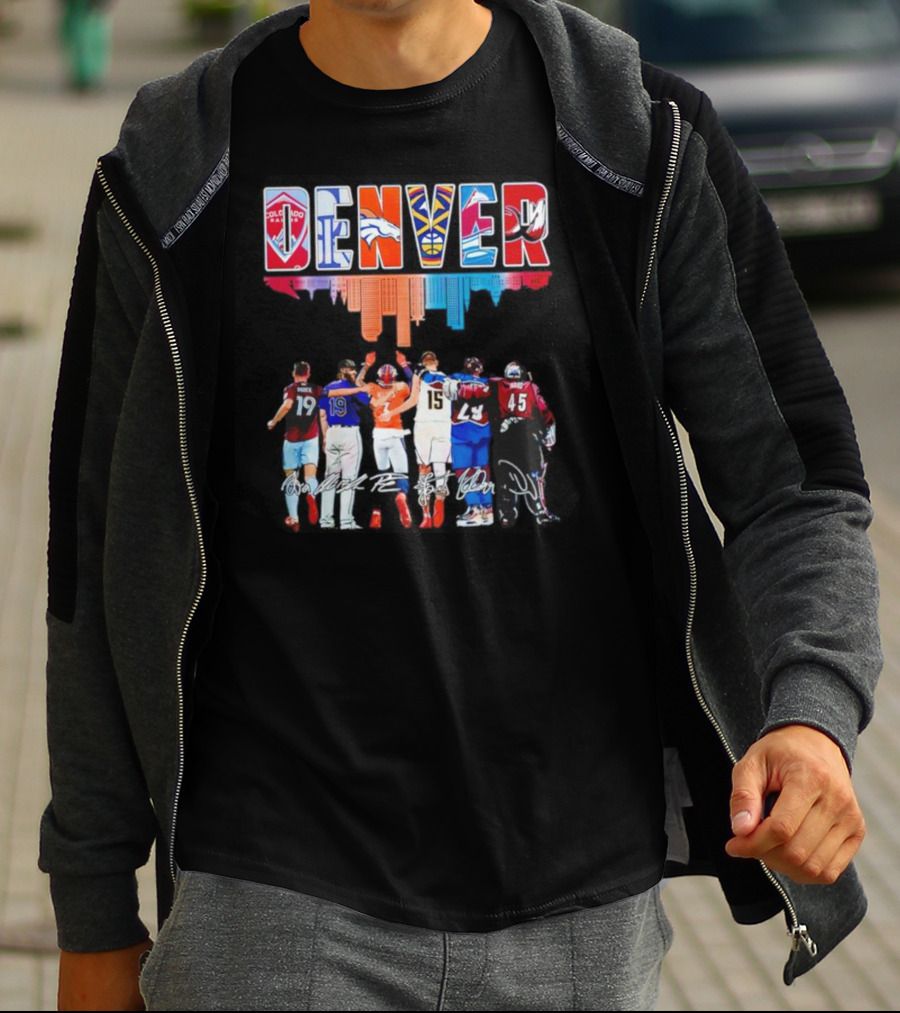 DENVER Colorado Rapids Broncos Nuggets Avalanche Rockies Player Signatures T-Shirt