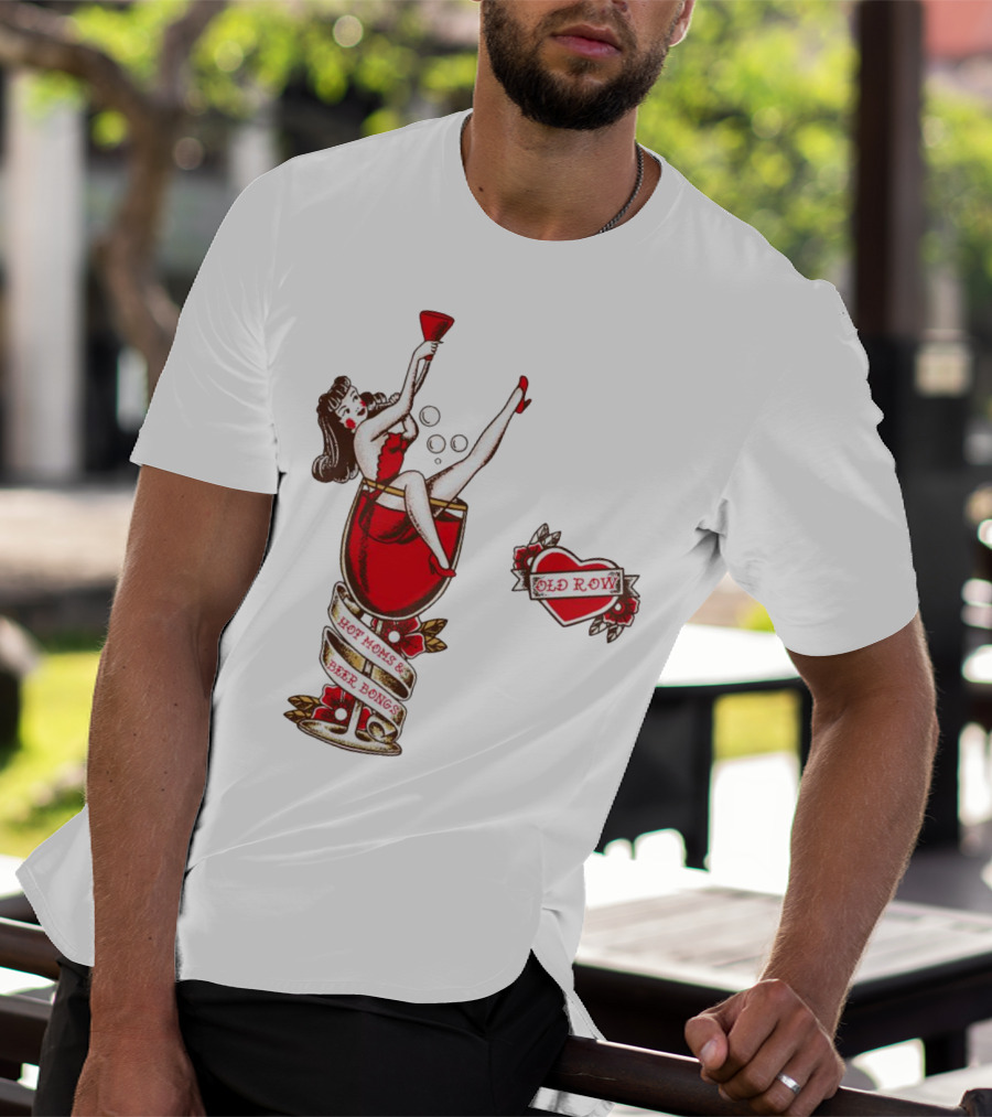 Hot Moms And Beer Bongs Old Row Retro Pin-Up T-Shirt