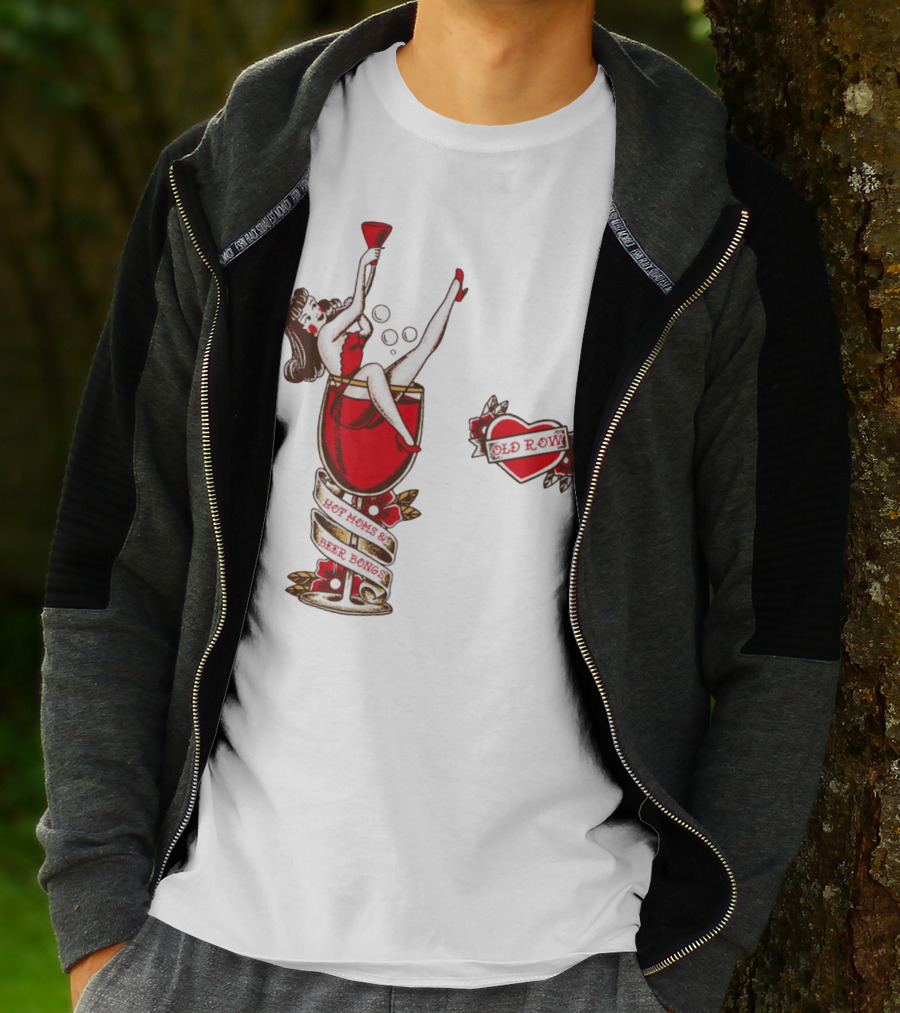 Hot Moms And Beer Bongs Old Row Retro Pin-Up T-Shirt