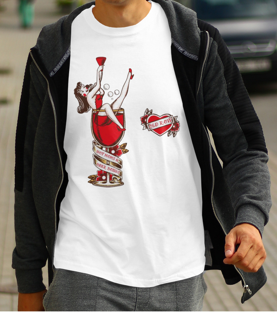 Hot Moms And Beer Bongs Old Row Retro Pin-Up T-Shirt