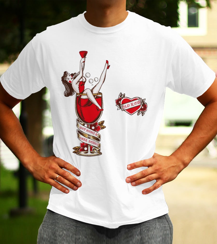 Hot Moms And Beer Bongs Old Row Retro Pin-Up T-Shirt