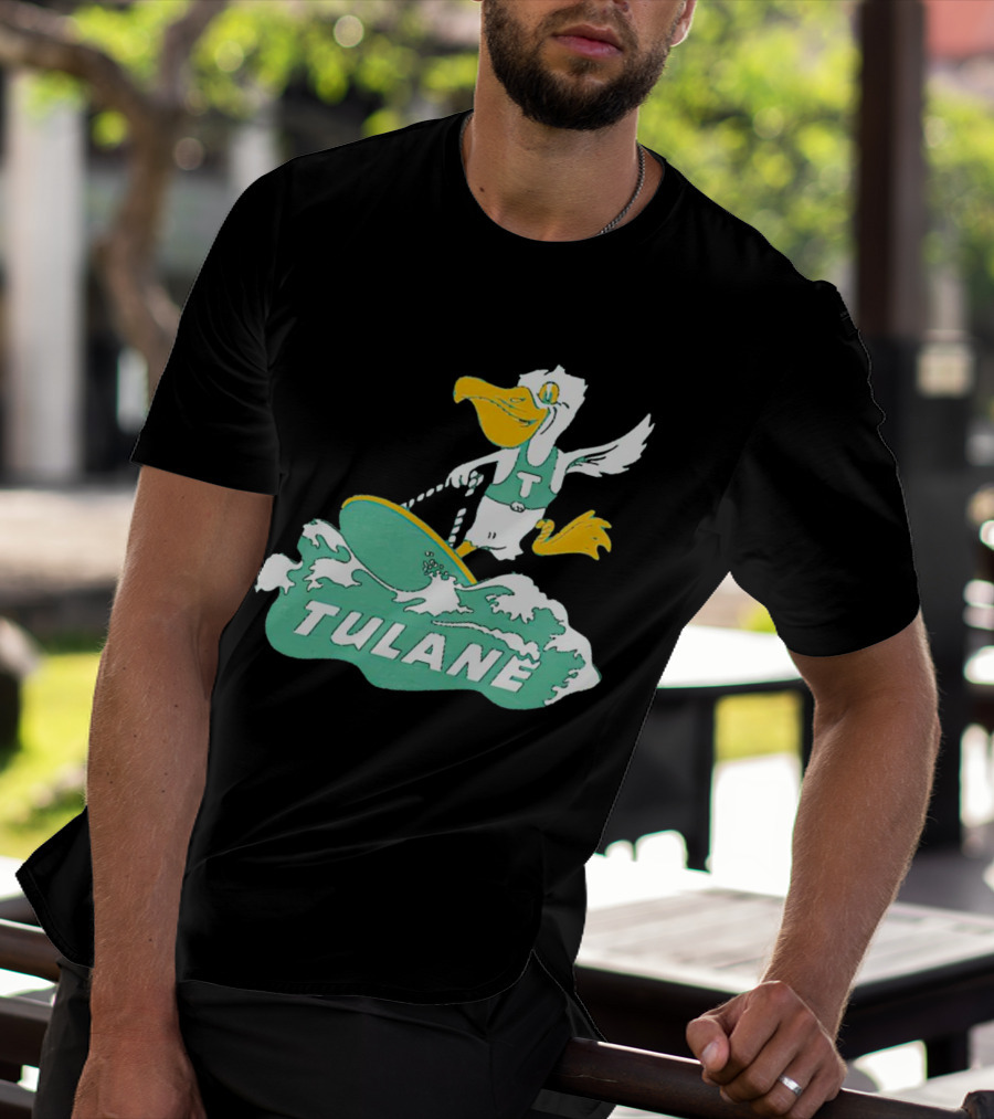 Tulane Green Wave Surfing Pelican Vintage T-Shirt