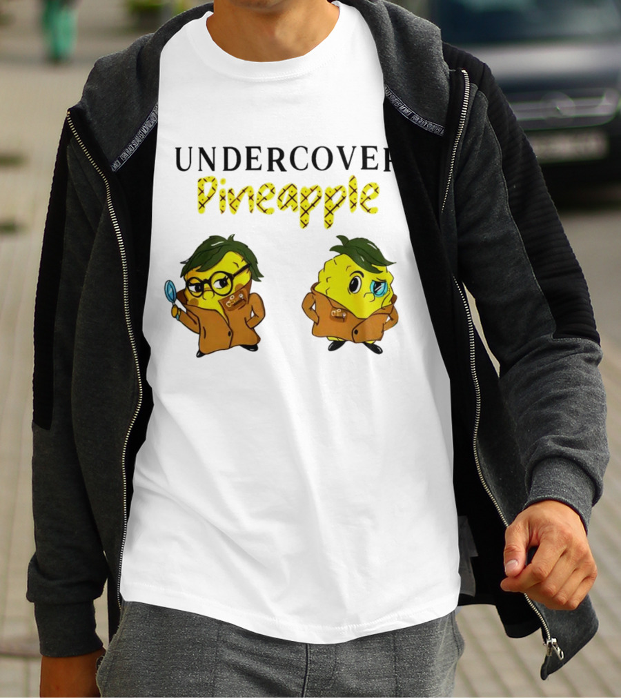 UNDERCOVER PINEAPPLE Detective Humor Quirky Characters T-Shirt