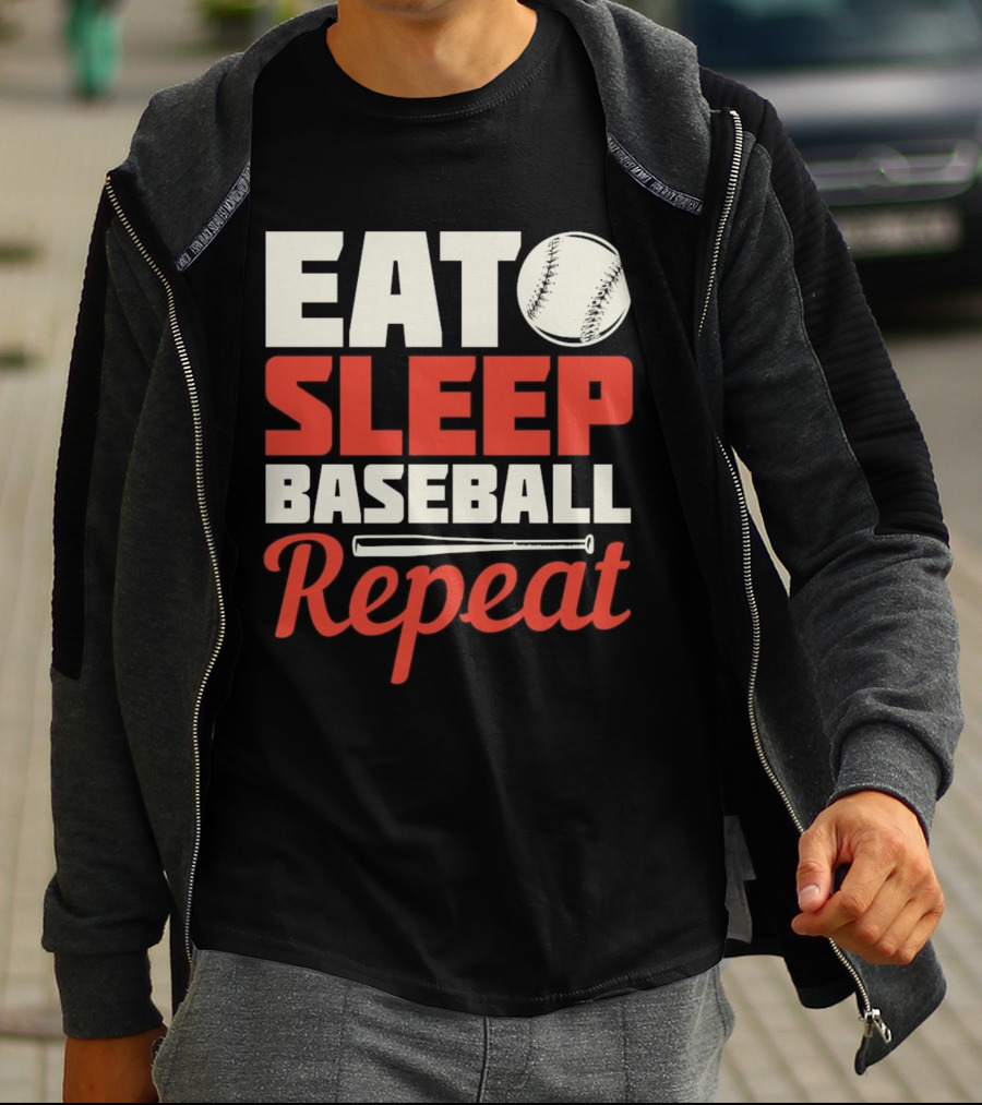 Eat Sleep Baseball Repeat Ball Bat Iconic Sports Cycle T-Shirt