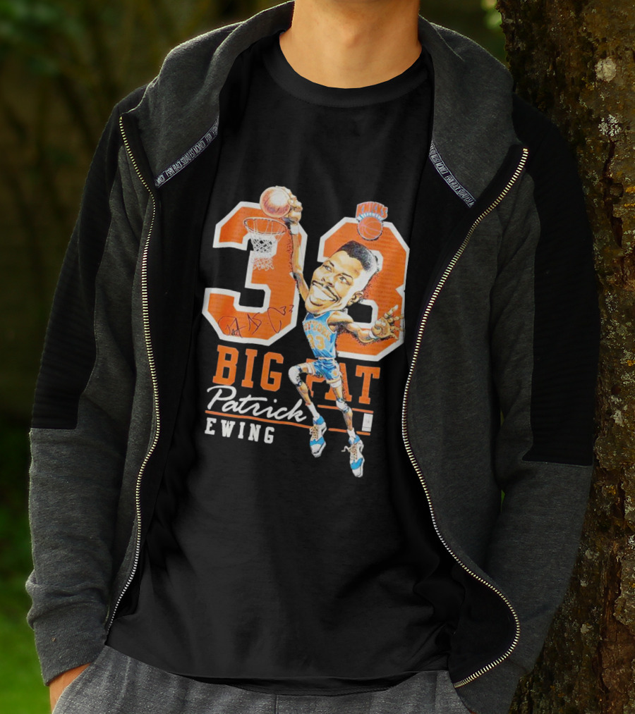 Knicks 33 Big Pat Patrick Ewing Signature Slam Dunk T-Shirt