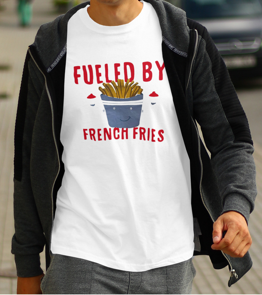 Fueled By French Fries Smiling Cartoon Face With Ketchup Cups T-Shirt