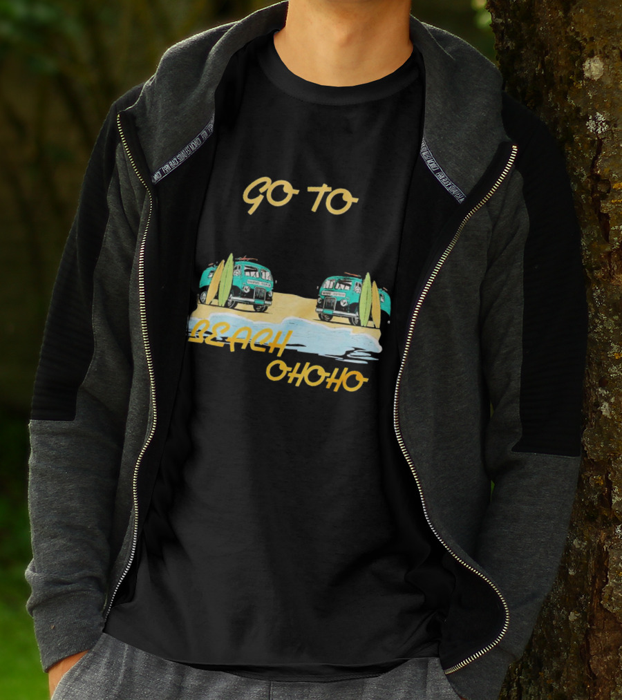 Go To Beach Ohoho Classic Retro Surf Vans And Surfboards T-Shirt
