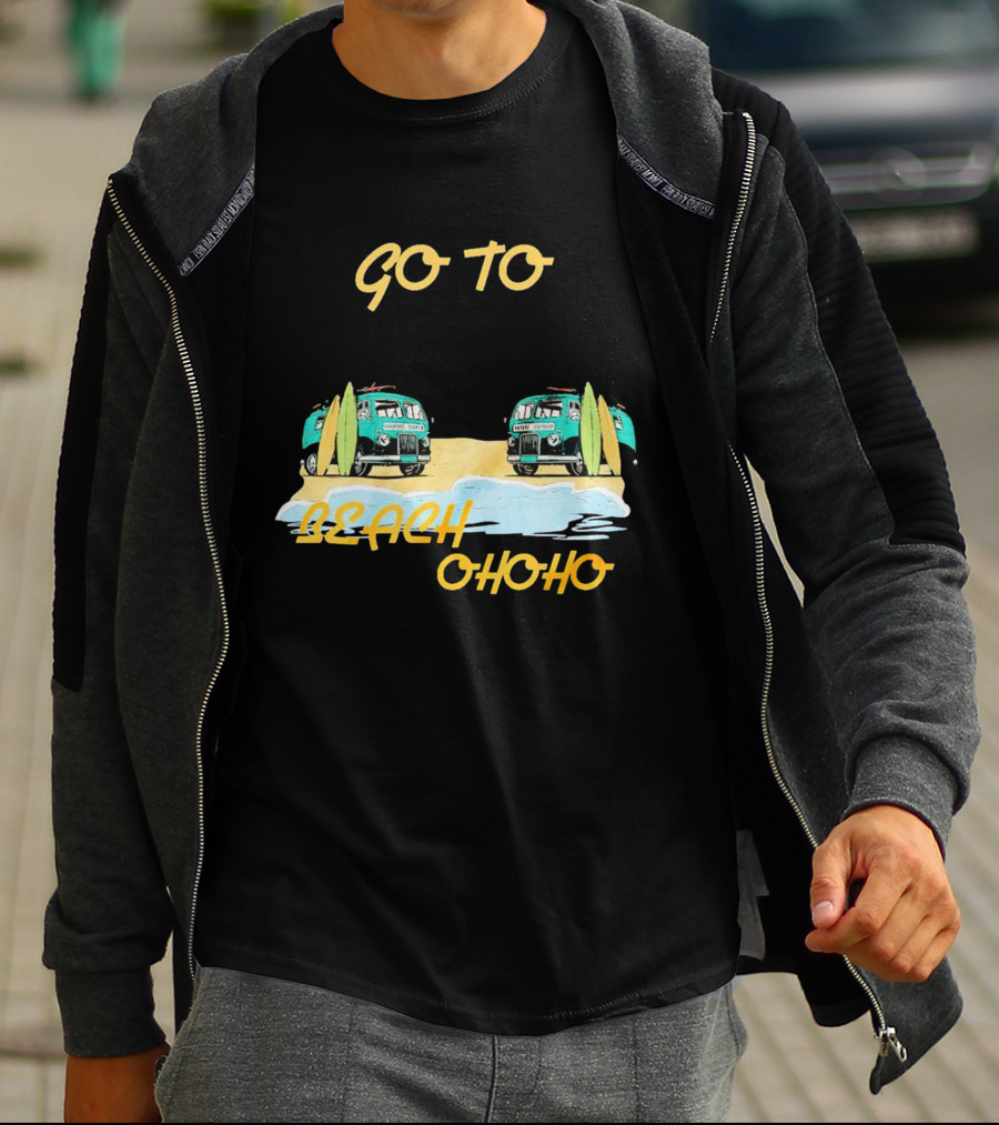 Go To Beach Ohoho Classic Retro Surf Vans And Surfboards T-Shirt