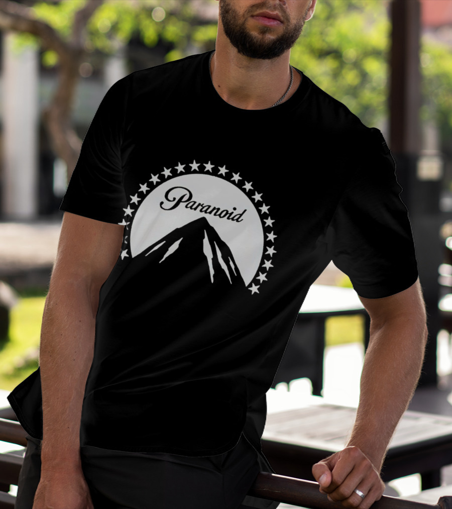 Paramount Paranoid Logo Parody Stars Mountain T-Shirt