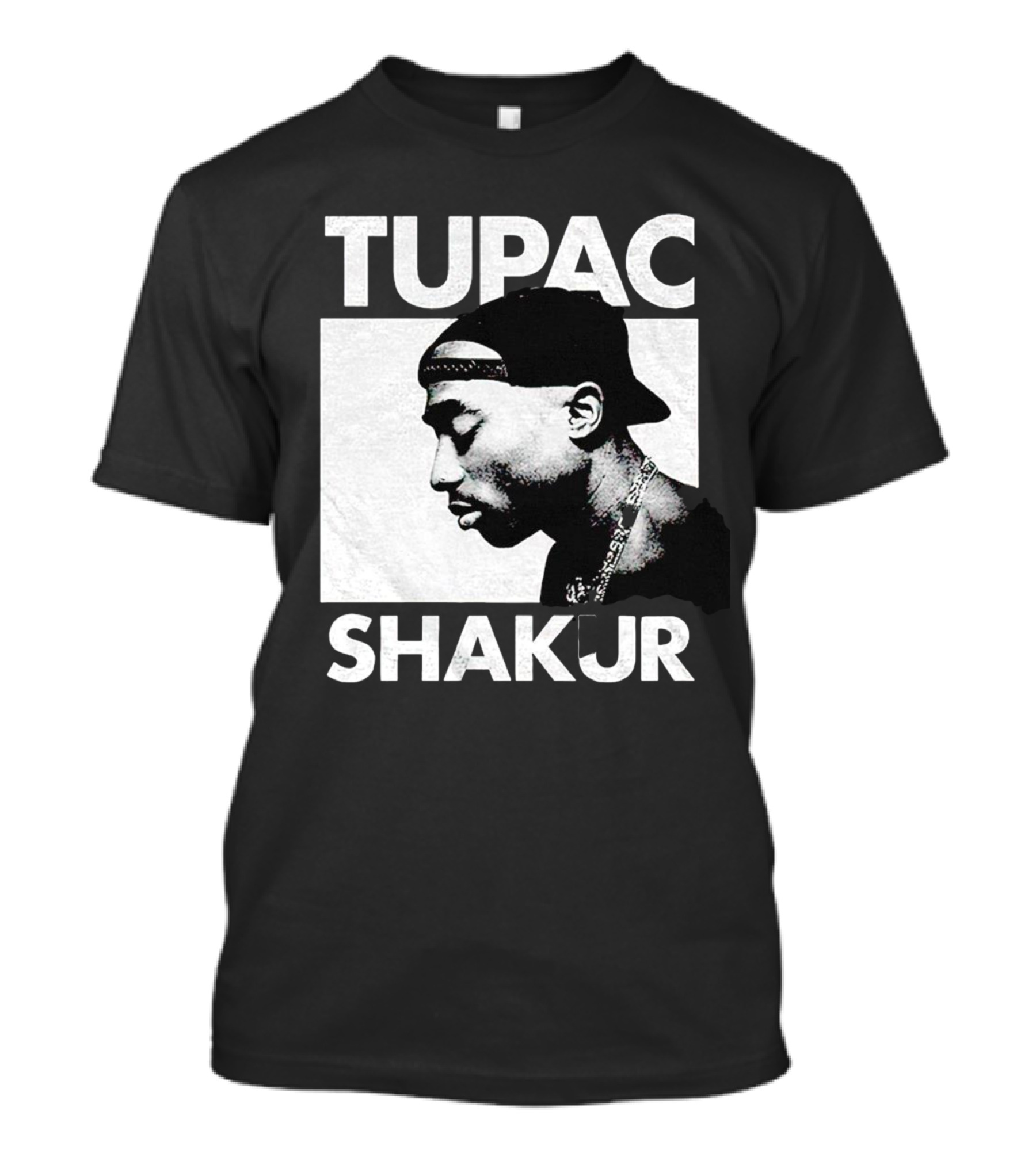 Tupac Shakur Profile Portrait Black T-Shirt