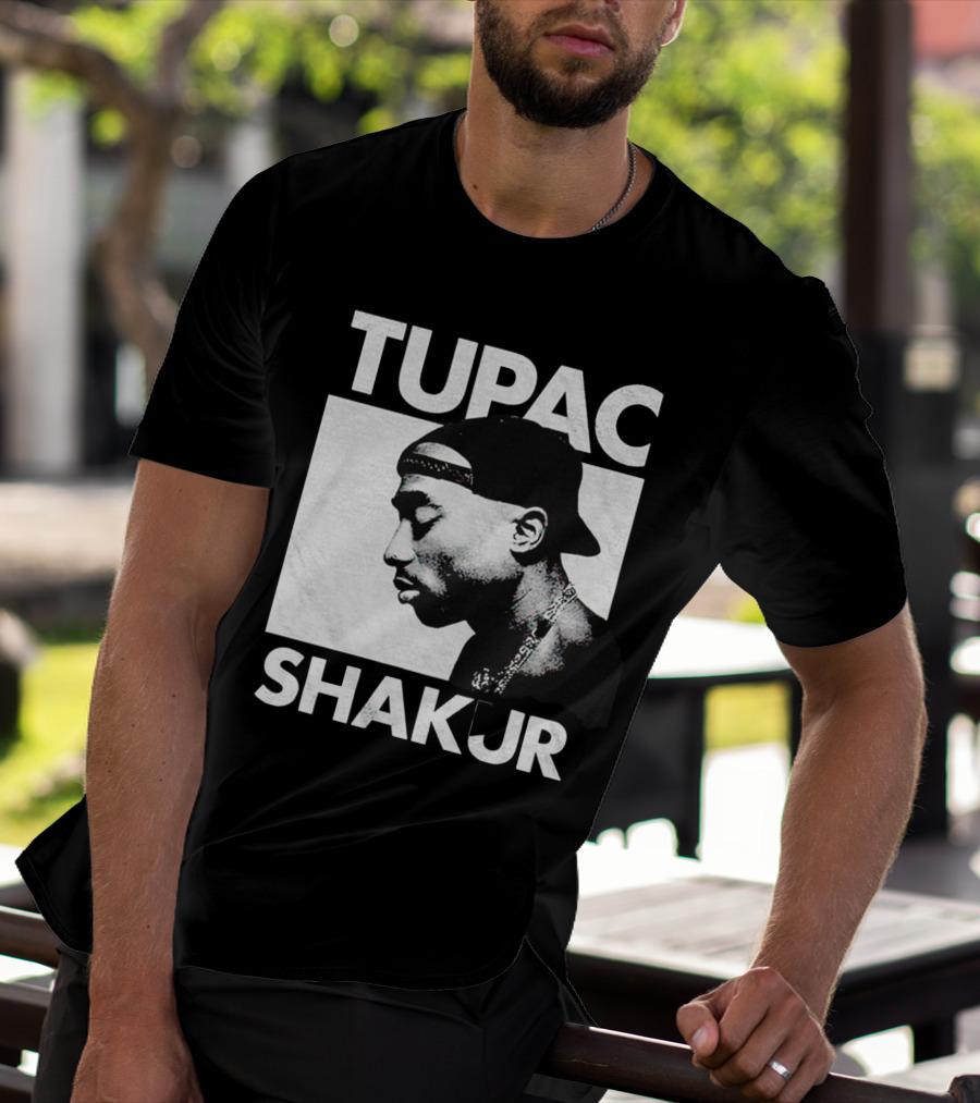 Tupac Shakur Profile Portrait Black T-Shirt