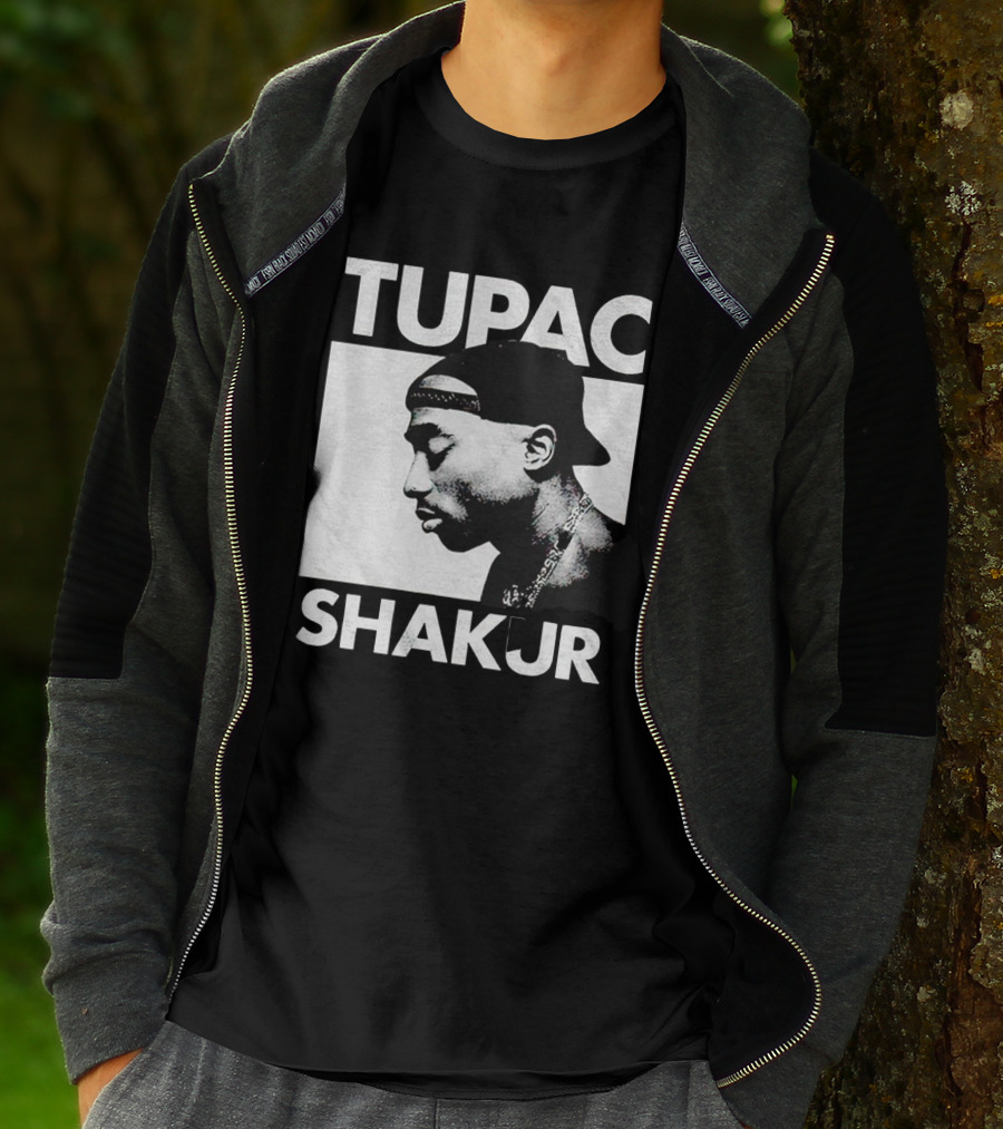 Tupac Shakur Profile Portrait Black T-Shirt