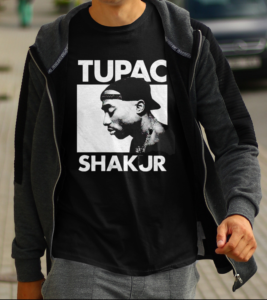 Tupac Shakur Profile Portrait Black T-Shirt
