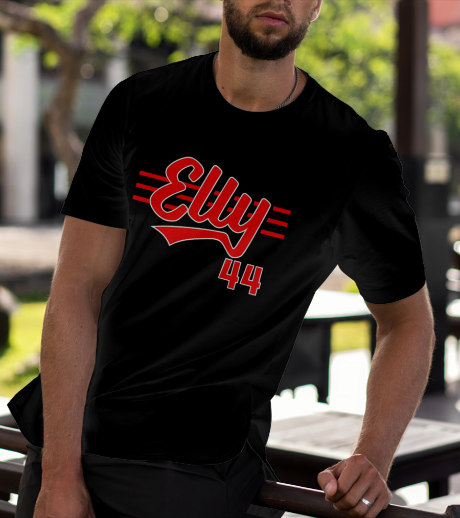 Elly De La Cruz 44 Cincinnati Script Red Stripes T-Shirt