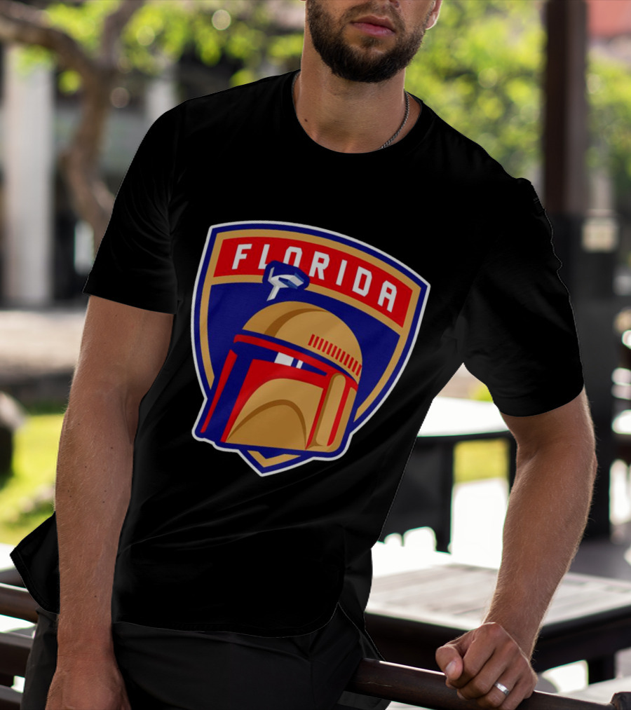 Florida Panthers Boba Fett Helmet Star Wars Collaboration T-Shirt
