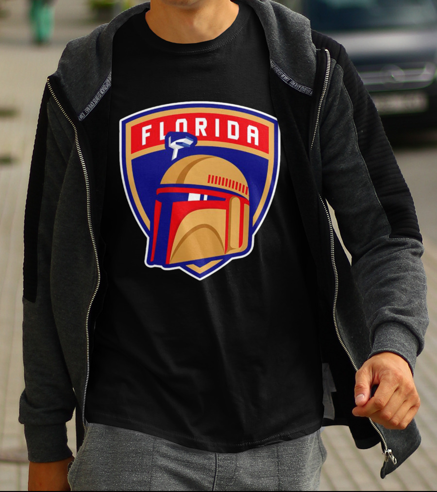 Florida Panthers Boba Fett Helmet Star Wars Collaboration T-Shirt