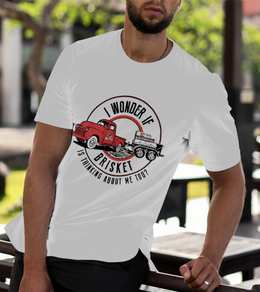 I Wonder If Brisket Is Thinking About Me Too Vintage Truck BBQ T-Shirt