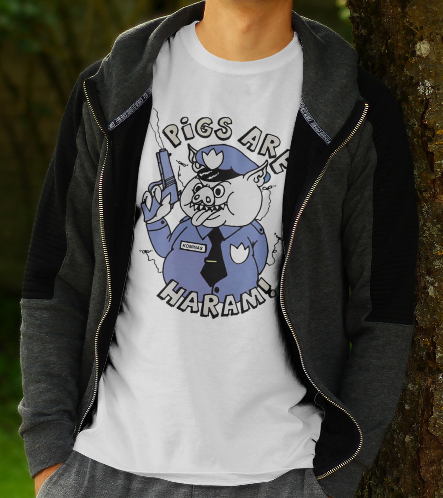 Pigs Are Haram Kominas Smoking Cartoon Police Pig T-Shirt