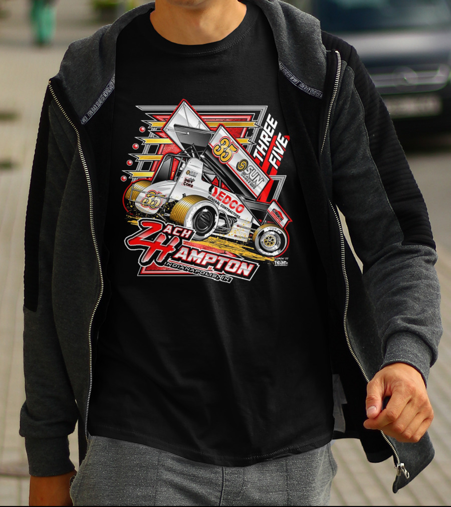 Zach Hampton Indianapolis IN Three Five 35 Sun Sprint Car Racing T-Shirt