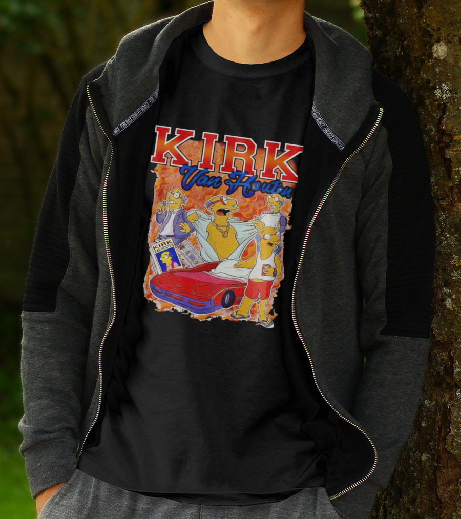 Kirk Van Houten Vintage Comic Car Flames Drink T-Shirt