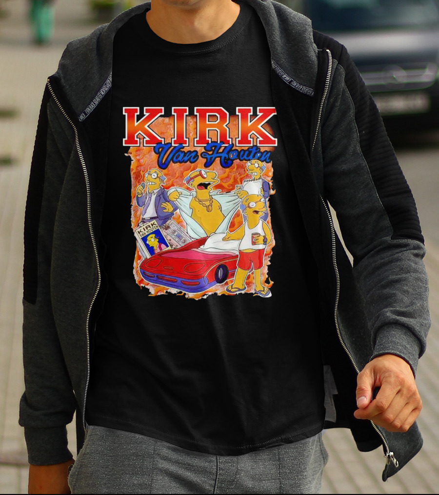 Kirk Van Houten Vintage Comic Car Flames Drink T-Shirt