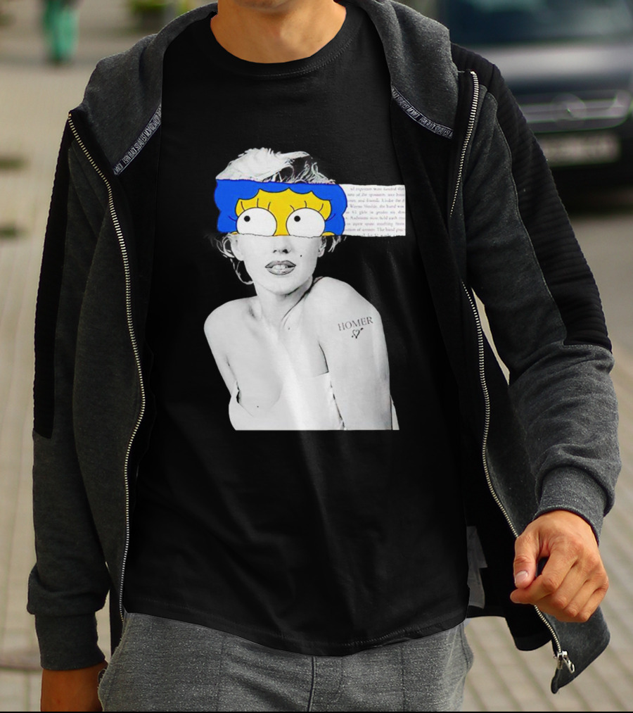 Marylin Monroe And Marge Simpson Crossover With Homer Tattoo T-Shirt