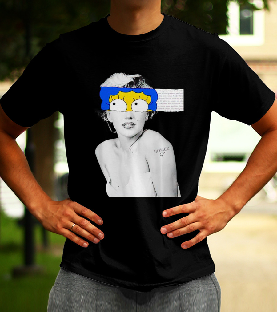 Marylin Monroe And Marge Simpson Crossover With Homer Tattoo T-Shirt