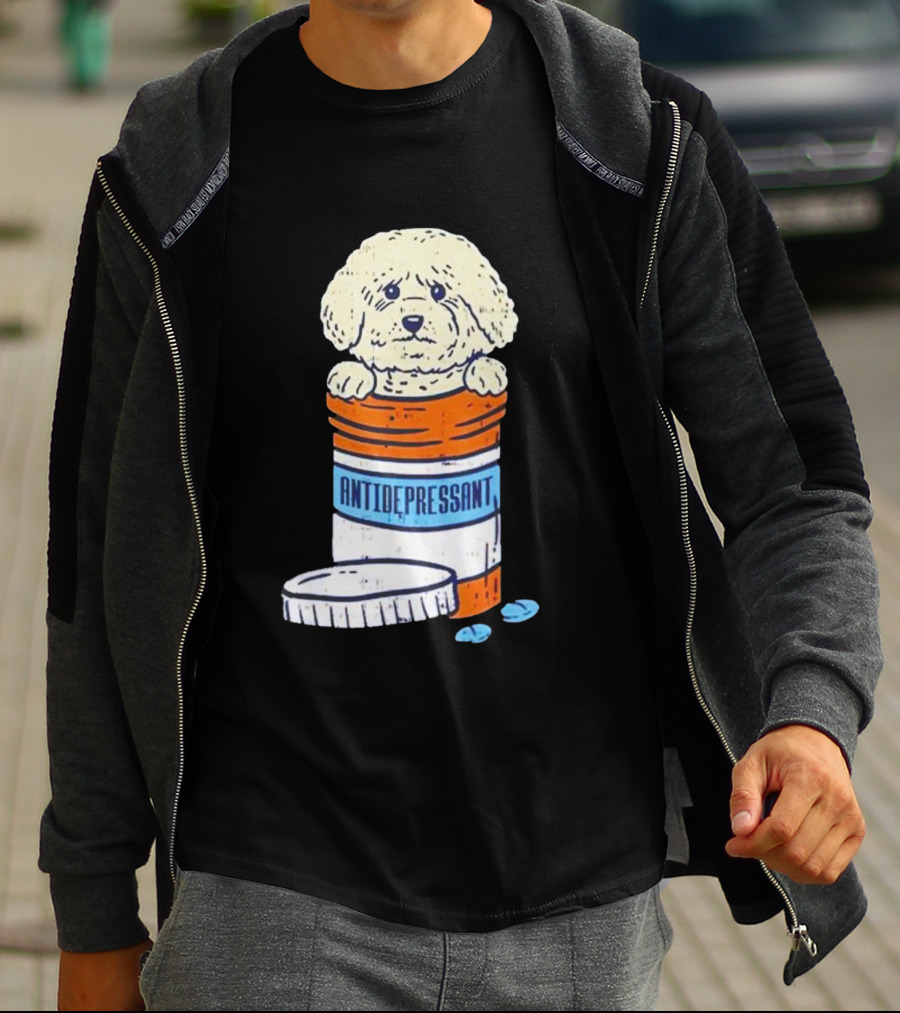 Bichons Frises Antidepressant Dog In Pill Bottle T-Shirt