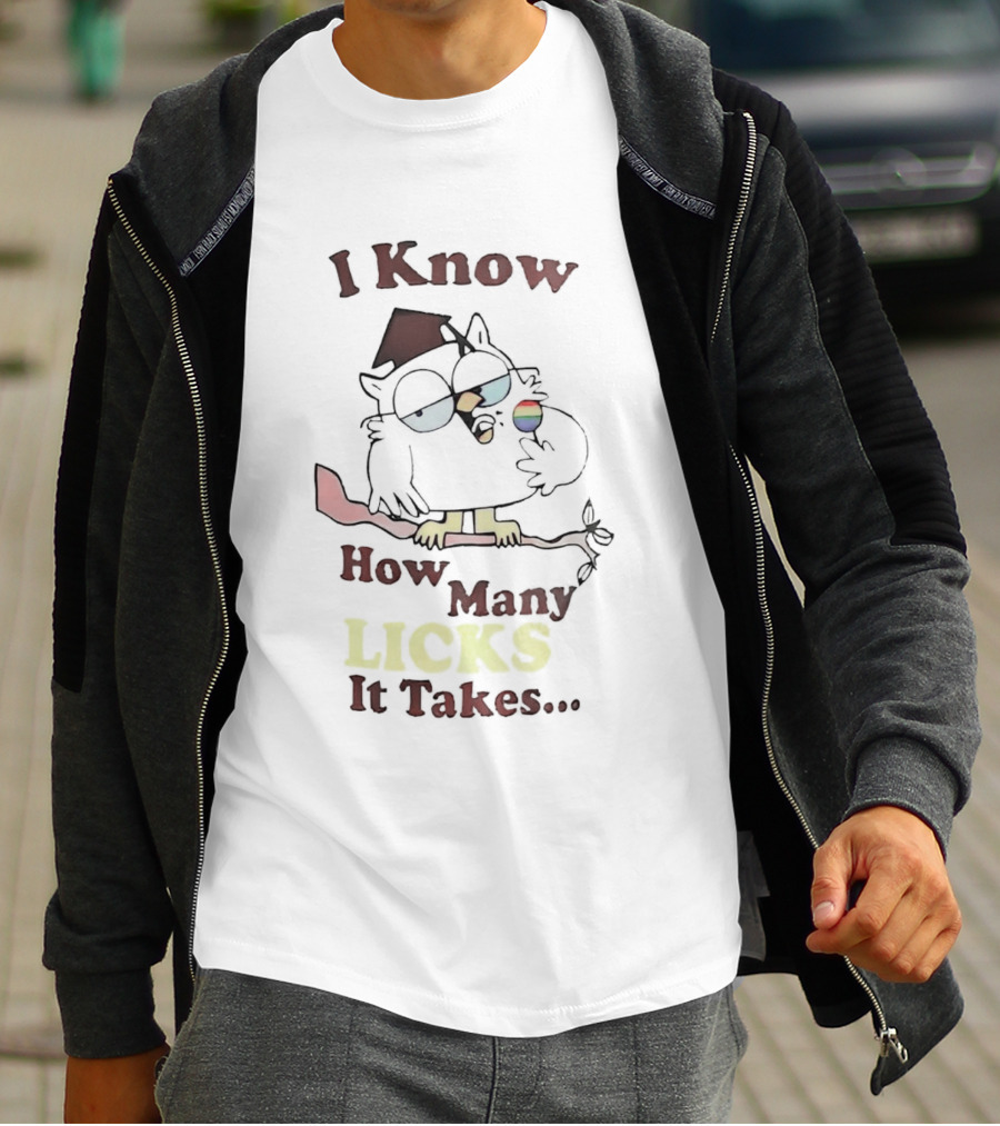 Owl I Know How Many Licks It Takes Pride Rainbow Lollipop T-Shirt