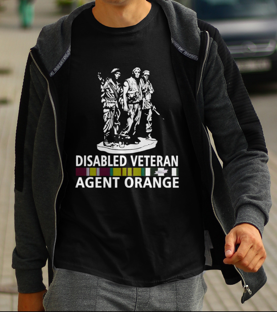 DISABLED VETERAN AGENT ORANGE MILITARY STATUE RIBBONS T-Shirt
