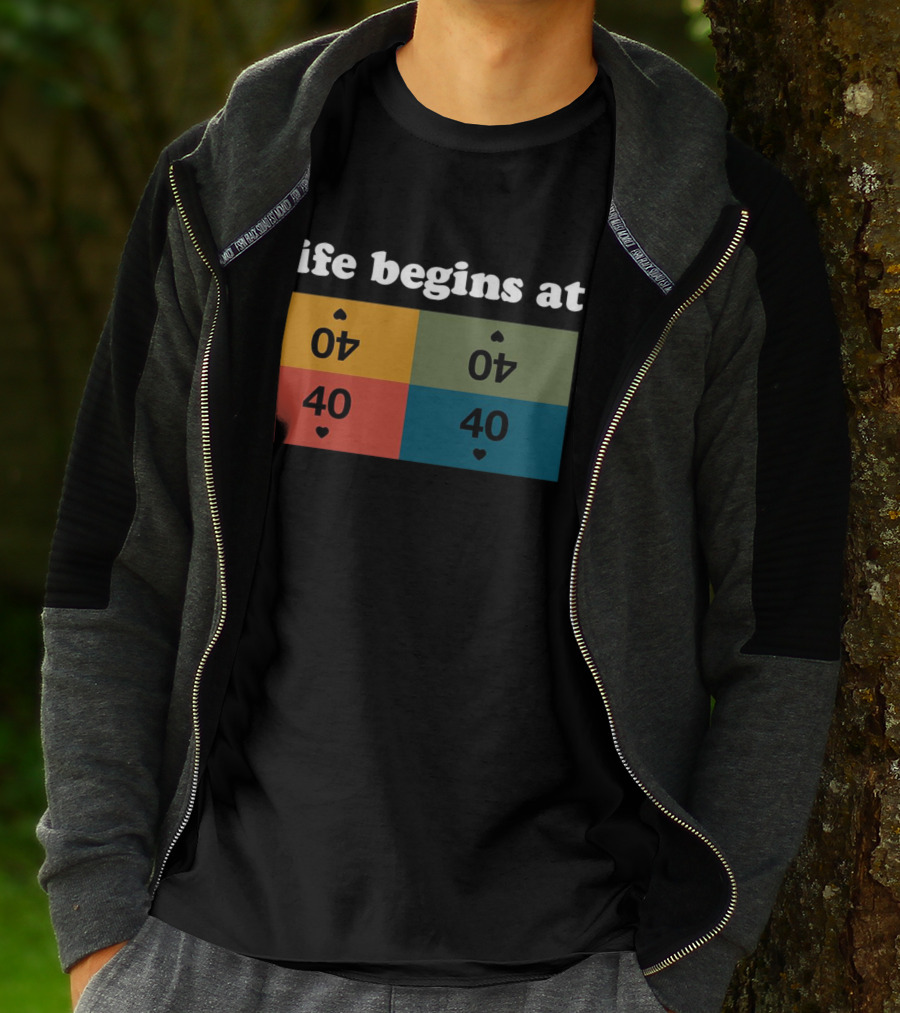 Life Begins At Commander Sphere 40 Spade Heart Cards T-Shirt