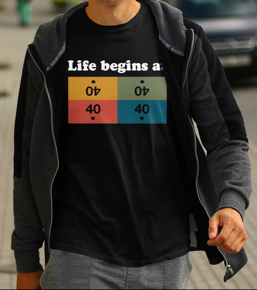 Life Begins At Commander Sphere 40 Spade Heart Cards T-Shirt