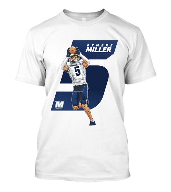 Dymere Miller Monmouth Hawks Football Number 5 Caricature T-Shirt