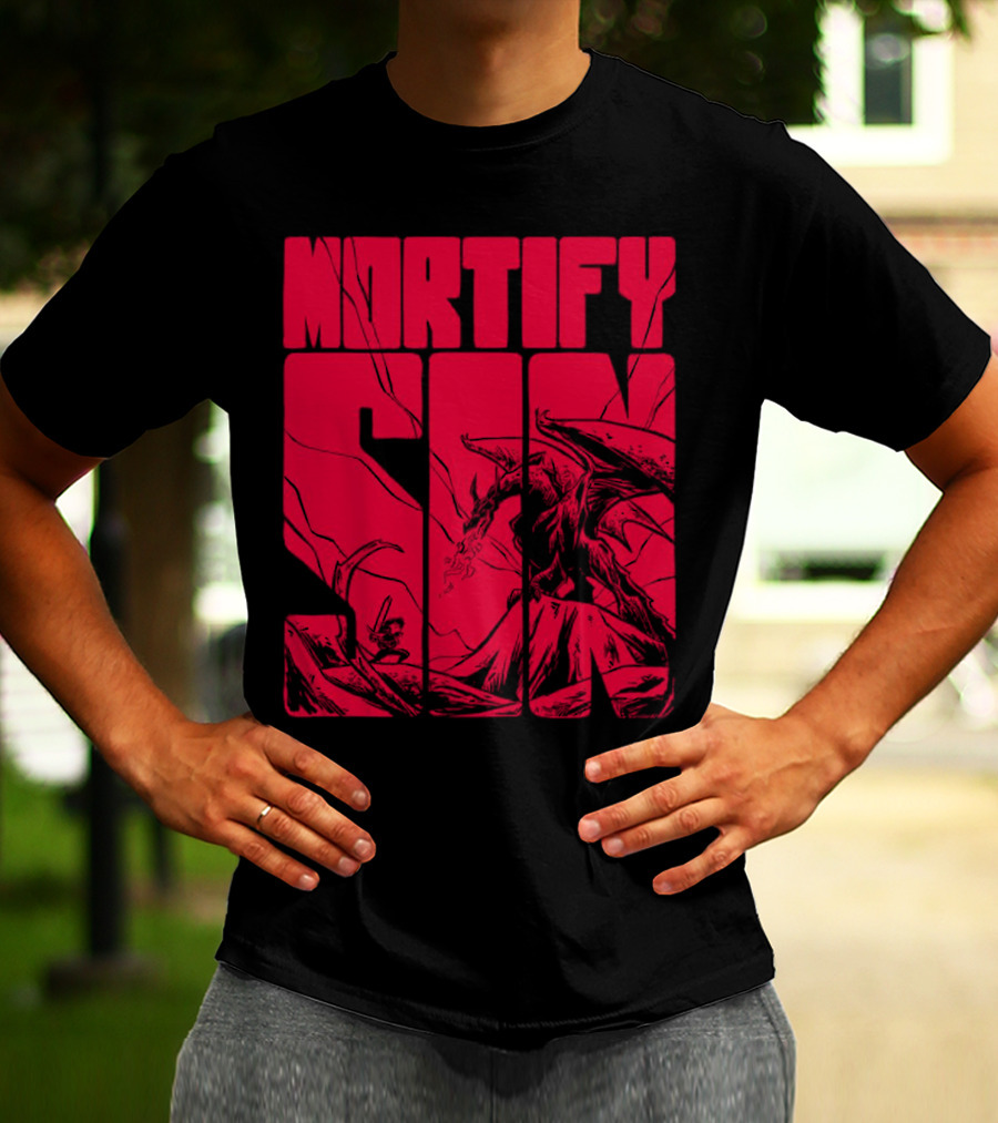 MORTIFY SIN Dark Battle With Fiery Behemoth T-Shirt