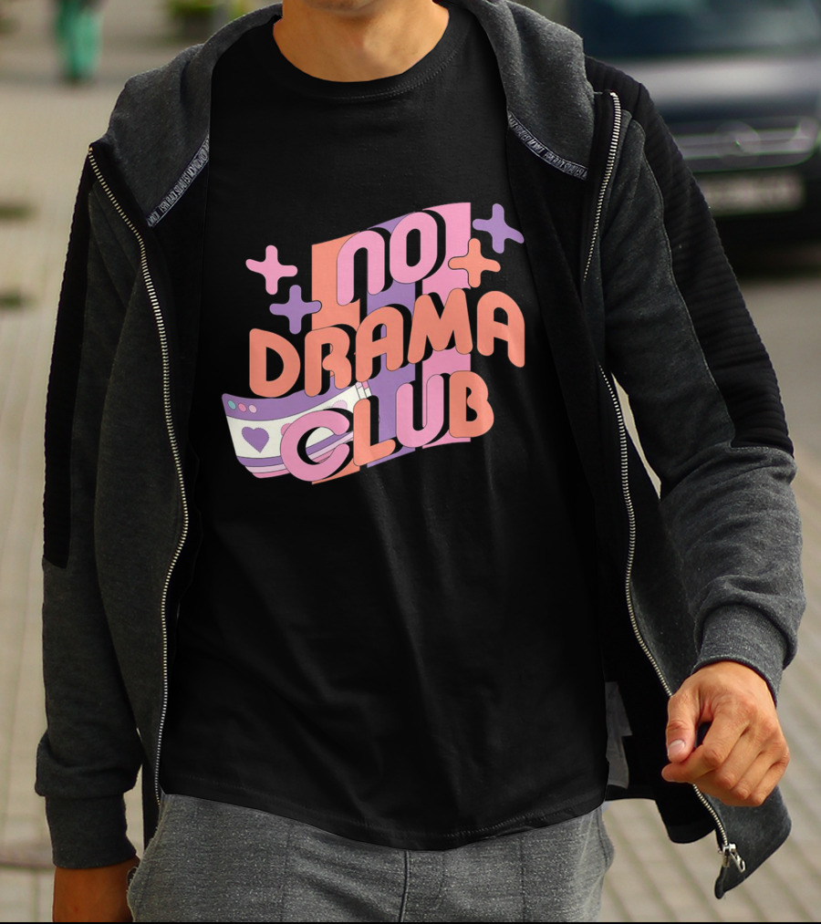 No Drama Club Cute Cartoon Heart Stripes And Shapes T-Shirt