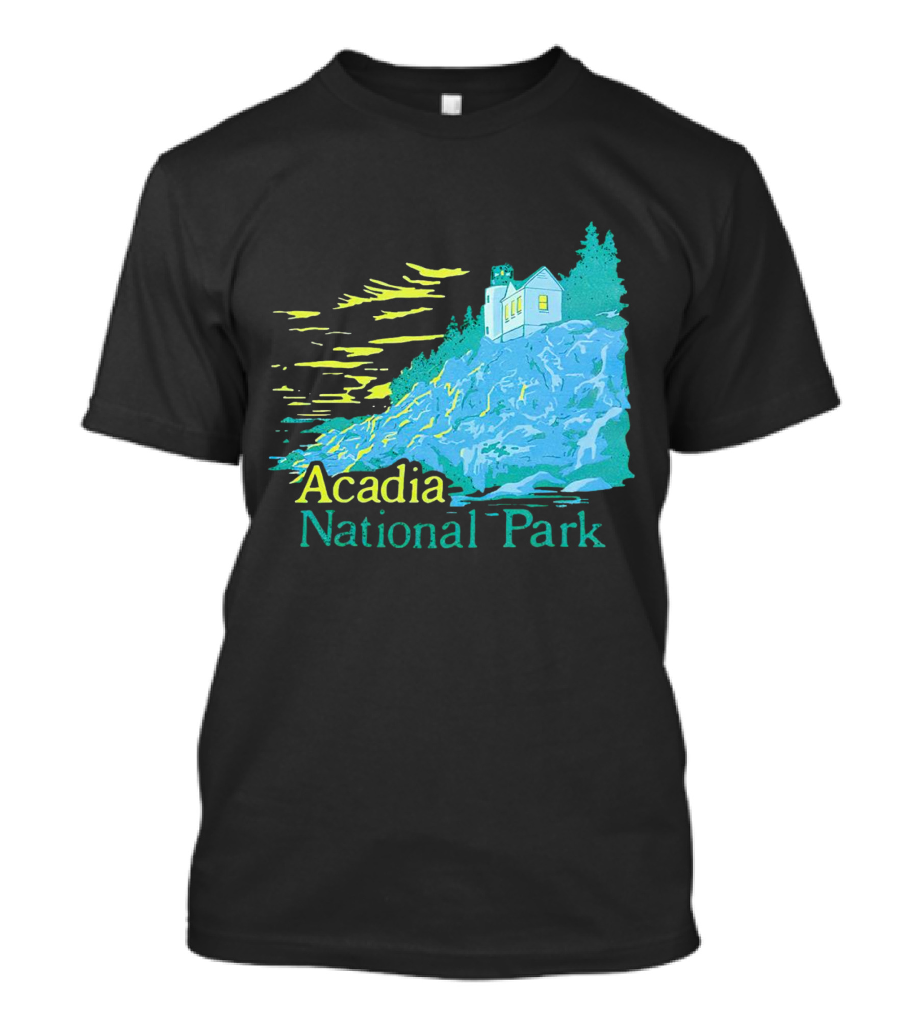 Acadia National Park Scenic Lighthouse And Rocky Cliff T-Shirt