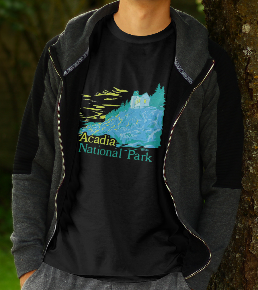 Acadia National Park Scenic Lighthouse And Rocky Cliff T-Shirt