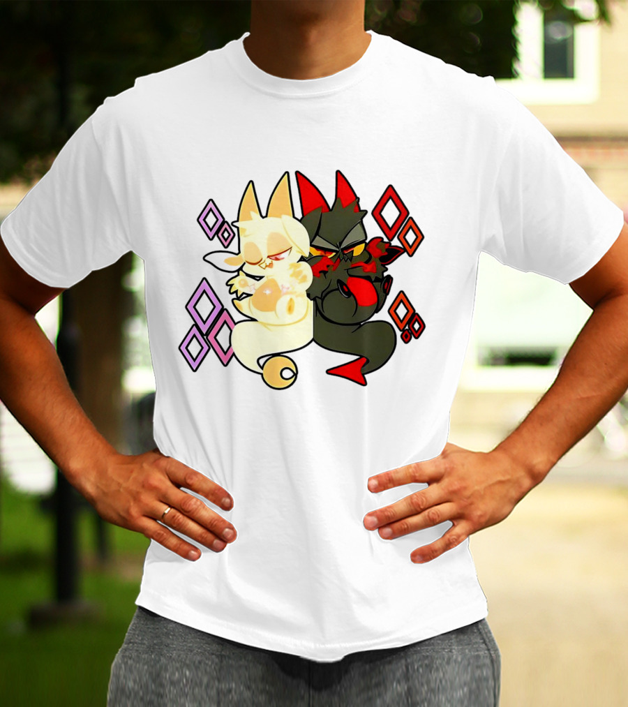 Chikn Nuggit Fwench Fwy Diamond Pattern Characters T-Shirt