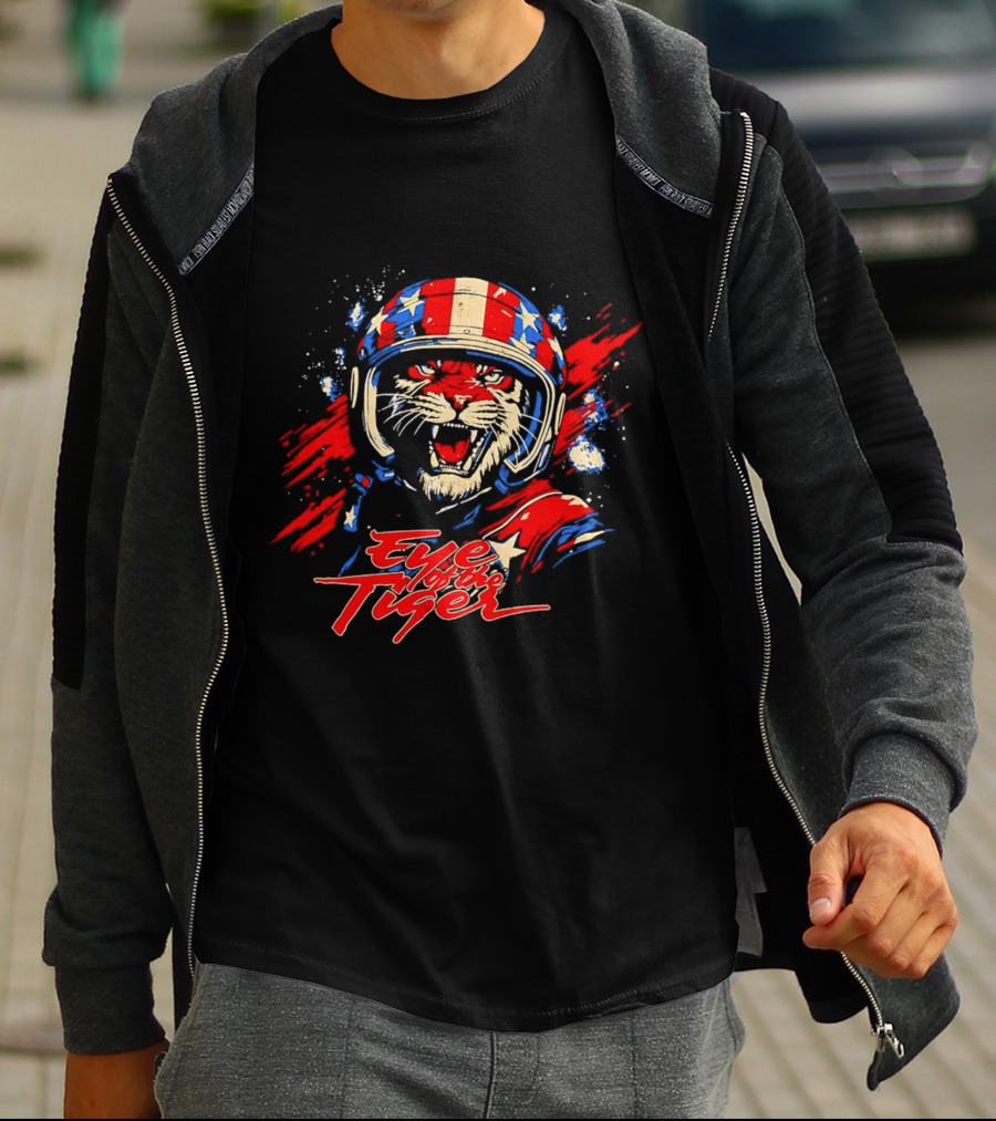 Eye Of The Tiger American Patriotic Helmet T-Shirt