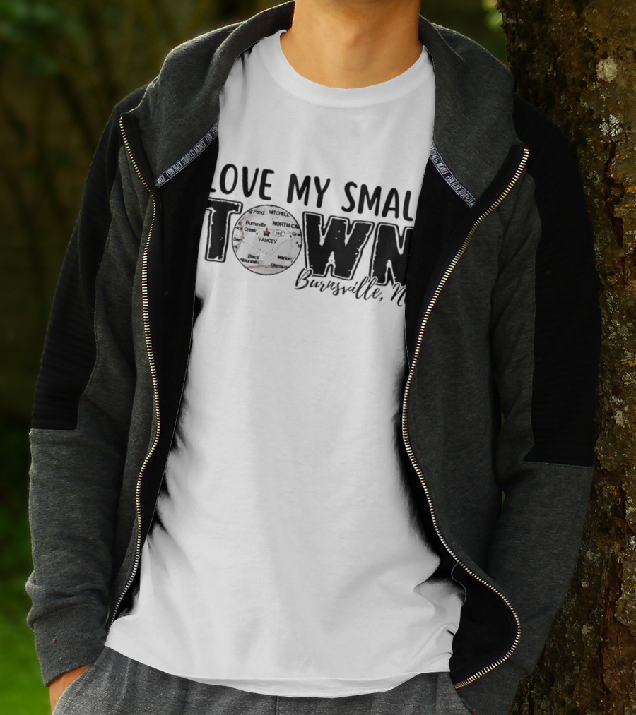 Love My Small Town Burnsville NC Map Highlight T-Shirt