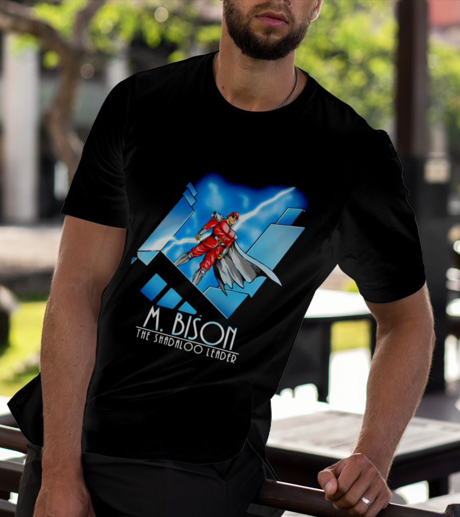 M. Bison The Shadaloo Leader Character With Lightning And Cityscape T-Shirt